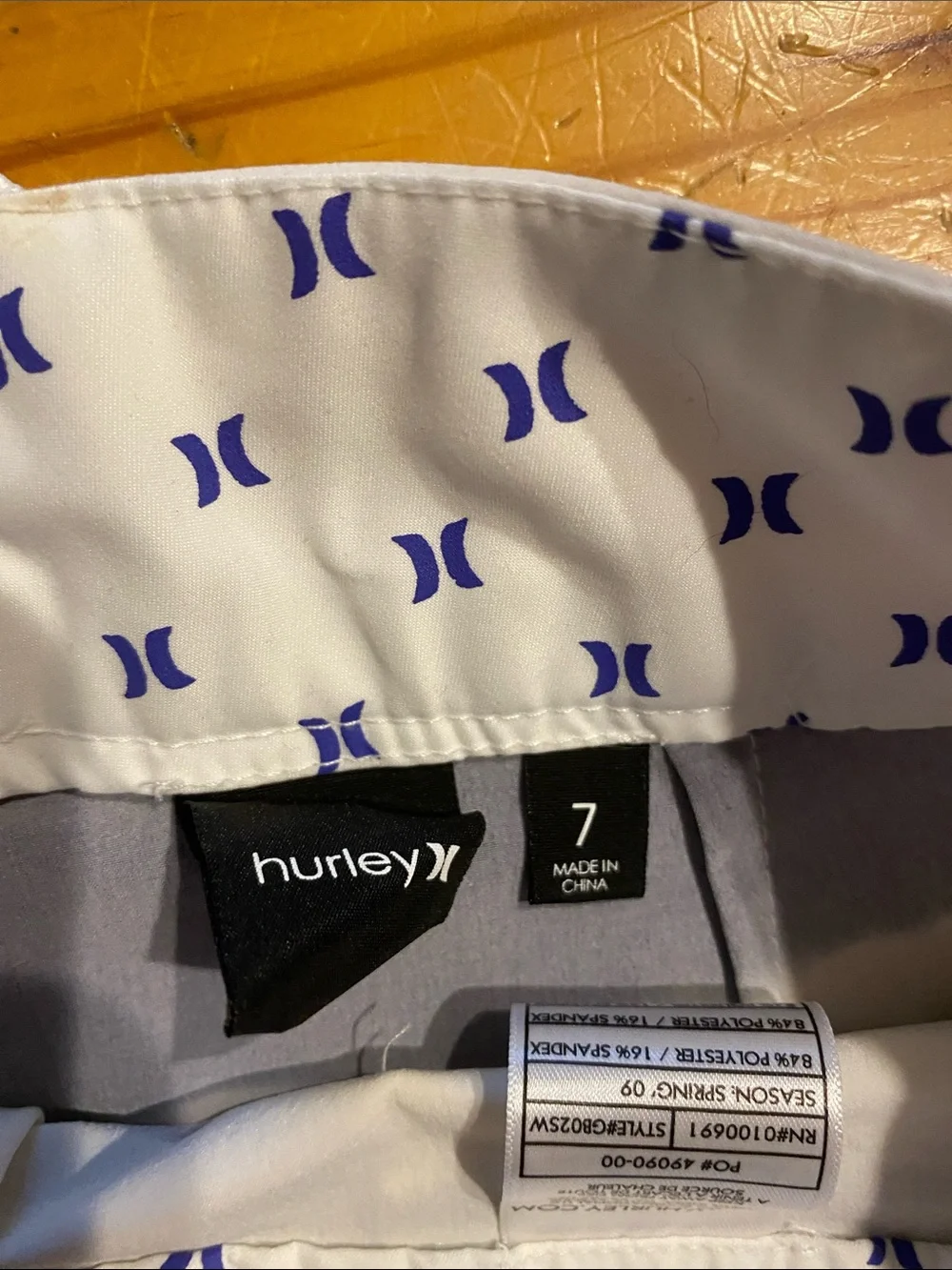 Hurley White and Navy Striped Women’s Athletic Board Shorts